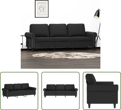 Immagine prodotto di The Living Store Divano a 3 posti in velluto nero 180 cm