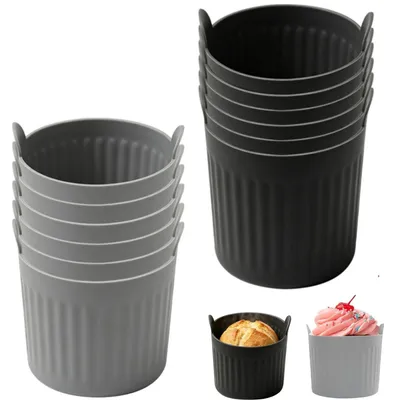 Muffinförmchen aus Silikon, 12 Stück, 6,6 x 6,4 cm, schwarz