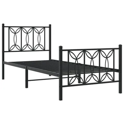 Produktbild von Bettgestell mit Kopf- und Fußteil Metall Schwarz 75x190 cm