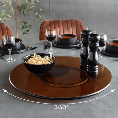 Produktbild von riess-ambiente Drehteller 50cm braun bernsteinfarben Glas 360° drehbare Servierplatte pflegeleicht