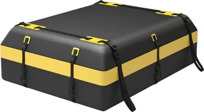Image de Coffre de toit pour différents types de véhicules avec tapis antidérapant, cadenas à bagages, sangle renforcée, crochet de porte et sac à cordon