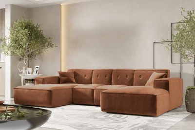 Produktbild von Wohnlandschaft Sofa U-Form CESINA XS in Stoff Perfect Harmony Rostbraun