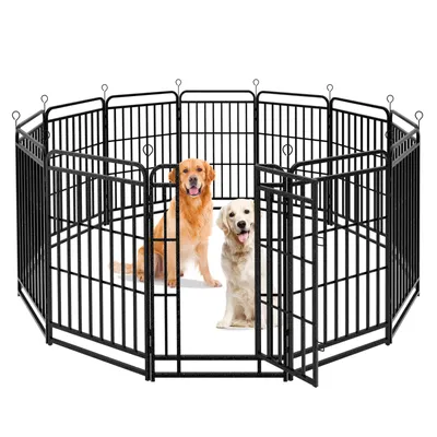 Produktbild von Puluomis Welpenauslauf 12-teilig 100cm hoch, Welpenlaufstall mit Tür, Faltbare Freigehege Hundezaun für mittelgroße/große Hunden Wohnung & Garten