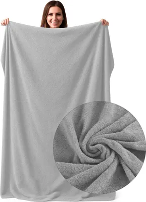 Produktbild von Frottee Strandtuch XXL 120x200cm Badetuch groß 100% Baumwolle Badehandtuch Frottier Decke Saunatuch (Grau)