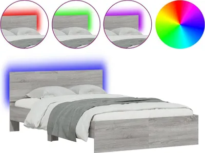 Obrázok produktu pre vidaXL Rám postele s čelom LED osvetlenie Sivá Sonoma 140x200 cm
