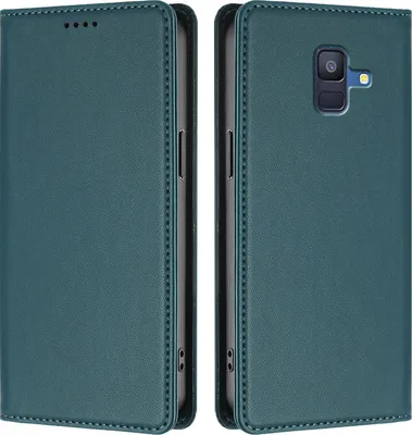 Image de Housse de téléphone portable pour Samsung Galaxy A6 2018, étui à rabat en cuirPolyuréthaneantichoc Housse magnétique avec support Vert
