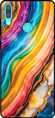 Obrázok produktu pre Smartphonica Phone Case Fit for Huawei Y7 (2019) with Rainbow Gold Marble Print - TPU Backcover Case Rainbow Gold Marble Design