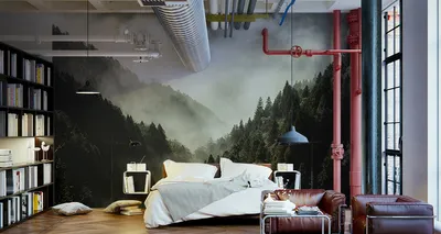 Produktbild von Fototapete Vlies Tapete Wald im Nebel 360 cm (B) x 240 cm (H) Wandbild Wanddeko