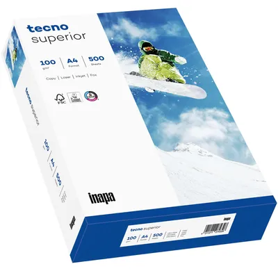Produktbild von inapa-tecno tecno Superior 100g 210x297 R, Universal, A4 (210x297 mm), 500 Blätter, Weiß, 107 µm, 94%
