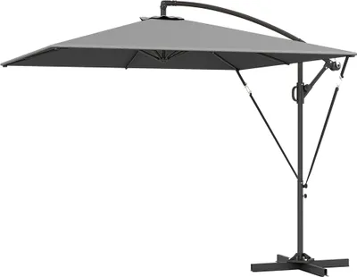 Produktbild von Ampelschirm Ø260 cm Sonnenschirm mit UV-Schutz 50 wasserabweisend Kurbelschirm mit Ständer, Grau