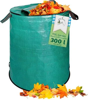 Produktbild von TTL GARDEN Gartenabfallsack PREMIUM 300L grün Gartensack Laubsack mit deckel PP-Gewebe