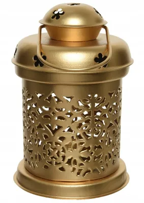Imagen del producto de Linterna decorativa navideña, color dorado, 14,5 cm