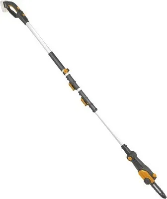 A long, extendable pole saw is shown against a white background.