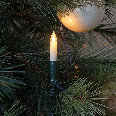 Produktbild von Konstsmide 1108-020 LED Baumkette, Schaftkerzen, "One String", 16 bernsteinfarbene Dioden, 4,5V, Innen, 3,6W, grünes Kabel