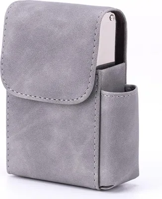 Produktbild von PU Zigarettenetui mit Feuerzeughalter 20 Packungen Zigarettenschachtel Brieftasche Design für Männer Rauchwerkzeuge grau
