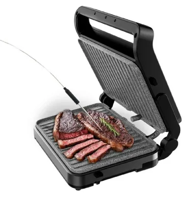 Zdjęcie produktu dla Cecotec Rock'nGrill 2000 Smash PerfectCook, Szary, Czarny, Plastik, Stal nierdzewna, Prostokątny, Obrotowy, Dotyk, Patelnia grillowa, 300 x 230 mm