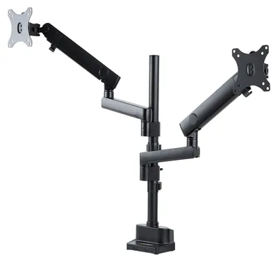 Produktbild von StarTech.com Tisch Dual Monitorarm, Vollbewegliche Höhenverstellbare Monitorhalterung mit Federarm für 2x VESA Bildschirme bis zu 32 Zoll (8kg), C-Klemme/Durchführung Montage, Klemme, 16 kg, 81,3 cm (32"), 100 x 100 mm, Höhenverstellung, Schwarz