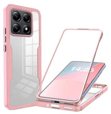 Produktbild von 360 Grad Rundum Schutz Handyhülle für Xiaomi 14T Full Cover Vollschutz Case Farbe: Rose