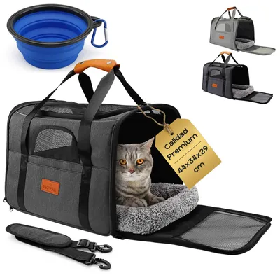 Transportbox für Hunde und Katzen, 46x35x31 cm, mit Zubehör