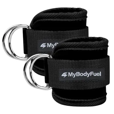 Produktbild von MyBodyFuel Knöchelriemen Fitness, Ankle Strap für Kabelzug, Knöchelband für Beintraining, 2 Stück (Schwarz)