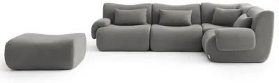 Produktbild von MILYSOFA SOFATIME 4-Sitzer-Modul-Ecksofa mit Chaiselongue, feiner Schlingenstoff, Wolkengrau