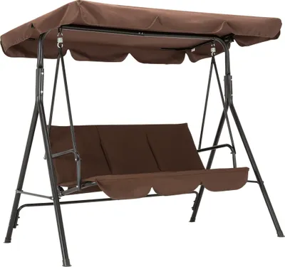 Produktbild von MCombo 3-Sitzer Hollywoodschaukel Gartenschaukel Gartenliege Schaukelbank 8003 (Braun)