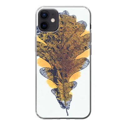 Produktbild von MuchoWow® Handyhülle Schutzhülle Hülle für iPhone 12 mini Aquarell - Orange - Eichenblatt Silikon Softcase Handy Hülle - Bild