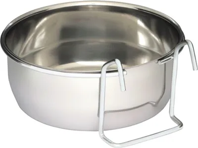 Immagine prodotto di Ciotola in metallo per pappagalli con manici cromati - appesa - 900ml