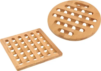 Image de Lot de 2 maniques Excellent Houseware, en bambou, 20 x 0,8 cm, marron