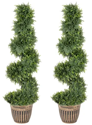 Imagen del producto de HOMCOM: Juego de 2 plantas artificiales, resistentes a los rayos UV, con maceta