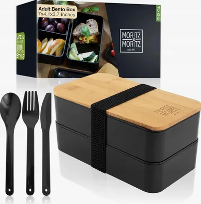 Produktbild von 1360ml Bento Lunchbox Behälter Auslaufsicher Robust Schwarz