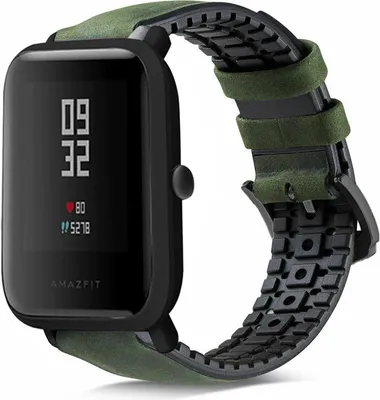 Produktbild von Strap-it Xiaomi Amazfit Bip Silikon-/Lederarmband (Grün)
