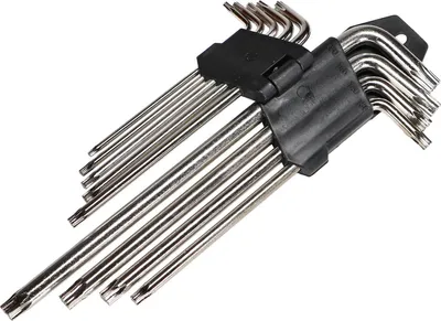 Produktbild von Torx Winkelschlüsselsatz lang T10-T50 9 teilig