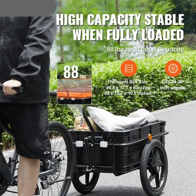 Produktbild von Fahrradanhänger - Fahrradkorb - Fahrradtasche - Transportanhänger für Fahrräder - 88 lbs - Faltbarer Stauraum