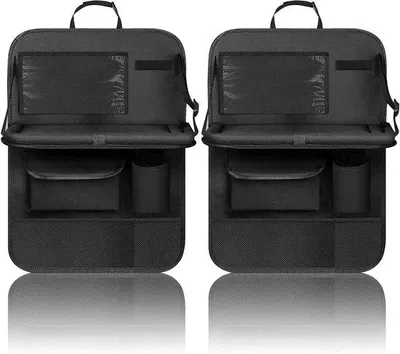 Produktbild von Famanu Auto-Organizer für die Rückbank – mit klappbarem Tisch, wasserfest, 600D Oxford-Stoff, schwarz