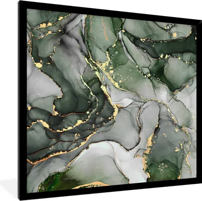 Produktbild von MuchoWow® Gerahmtes Poster Luxus - Marmor - Grün 40x40 cm - Poster mit Schwarzem Bilderrahmen Wandposter Rahmen Foto Bilder - Mit Rahmen - Wanddekoration Schlafzimmer