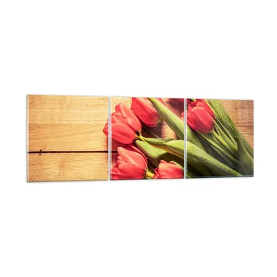 Produktbild von Bilder auf glas - Tulpen Blumenstrauß Sommer Garten - 90x30cm - Glasbilder - Wandbilder - Kunstdruck - zum Aufhängen bereit - Wanddekoration aus Glas - Glas Bilder - Wandbild auf Glas - GCA90x30-2867