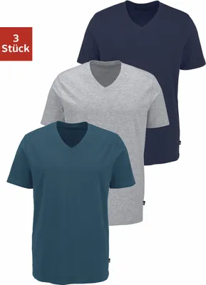 Produktbild von Bruno Banani T-Shirt 3 -teilig petrol, navy, grau-meliert Größe M