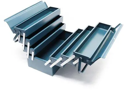 Produktbild von Famanu Werkzeugkiste 420x200x250mm Stahl mit 7 Fächern - mit Handgriff