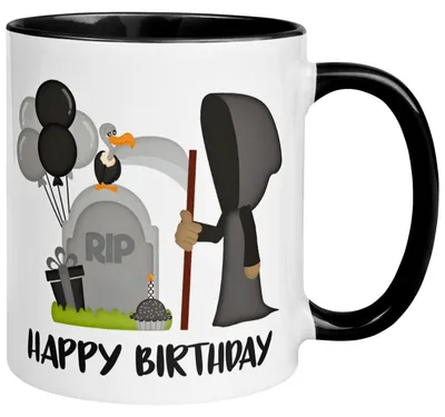 Produktbild von Tasse Geburtstag – „Happy Birthday – Sensenmann“ – Geburtstagstasse Mann Frau