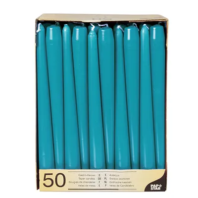 Produktbild von Papstar Leuchterkerzen Ø 2,2 cm 25 cm türkis, 2 x 50 Stück