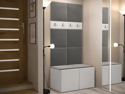 Obrázek produktu pro Stěna do předsíně s čalouněnými panely 42x42 SELAND 4 - bílá / tmavě šedá