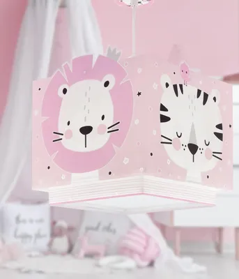 Zdjęcie produktu dla Lampa sufitowa Baby Jungle - Zwierzęta Leśne dla dzieci różowa