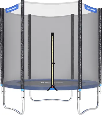 Produktbild von SONGMICS Trampolin Ø 183 cm, rundes Gartentrampolin mit Sicherheitsnetz, mit gepolsterten Stangen, Sicherheitsabdeckung, sicher, outdoor, schwarz