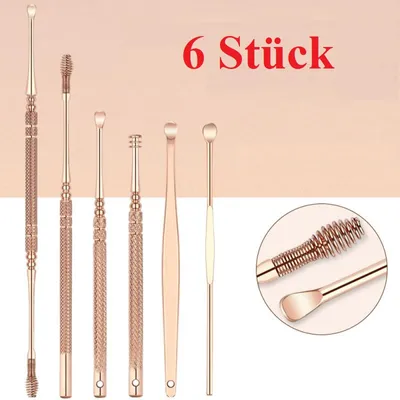 Immagine prodotto di 6pcs/set Cucchiaio auricolare a spirale portatile in acciaio inox Rimozione del cerume