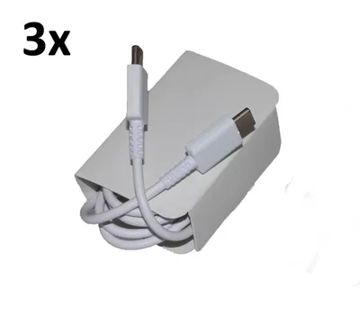 Produktbild von 3x Typ-C Schnell-Ladekabel für Original Samsung Galaxy A3 (2017), A5 (2017) Datenkabel super-schnell weiß 1m beidseitig USB Type-C super-fast-Charging Cable