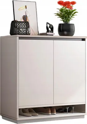 Produktbild von MODERNE KOMMODE WEISS GERÄUMIGES SCHUHREGAL 2 TÜREN SCHMAL robust
