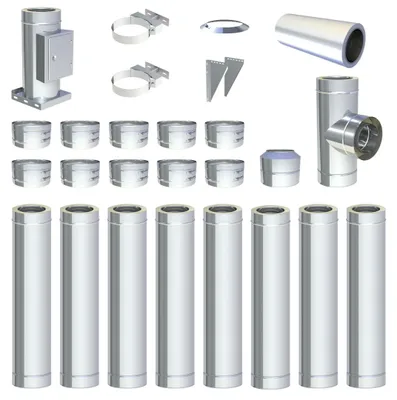 Produktbild von Ø 300 mm - 8 m DW FU Doppelwandiges Schornstein Set Wandmontage Hochglanz