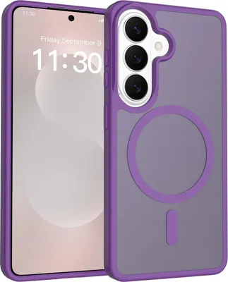 Immagine prodotto di Custodia magnetica per Samsung Galaxy S26, compatibile con MagSafe, retro opaco traslucido, custodia antiurto per cellulare, viola