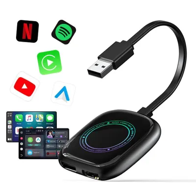 Produktbild von 2026 Wireless CarPlay & Android Auto Adapter – 2-in-1 Bluetooth Dongle mit HDMI, Streaming (YouTube/Netflix), USB-A/USB-C Plug & Play